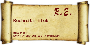 Rechnitz Elek névjegykártya